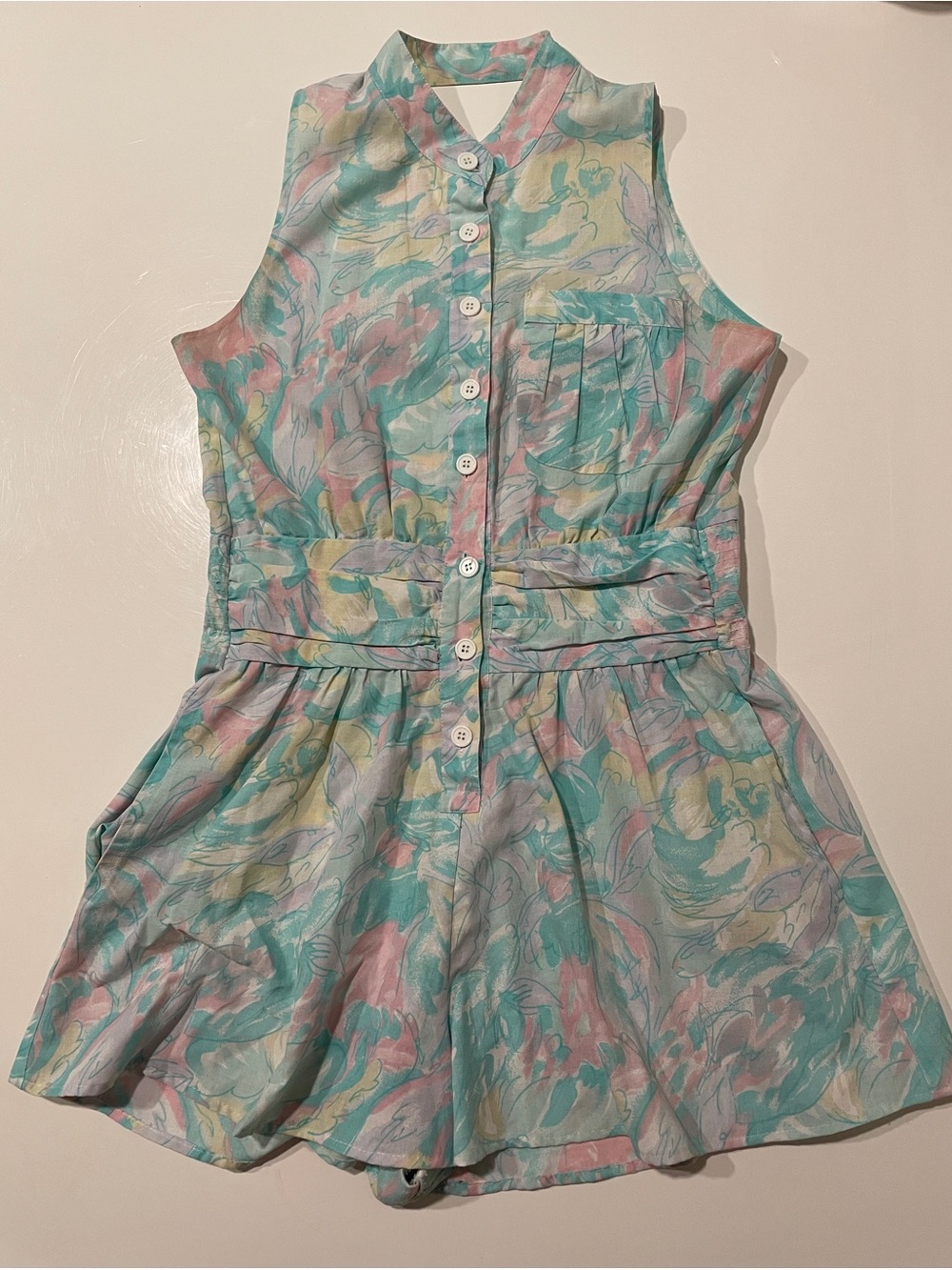 Vintage pastel floral sleeveless romper